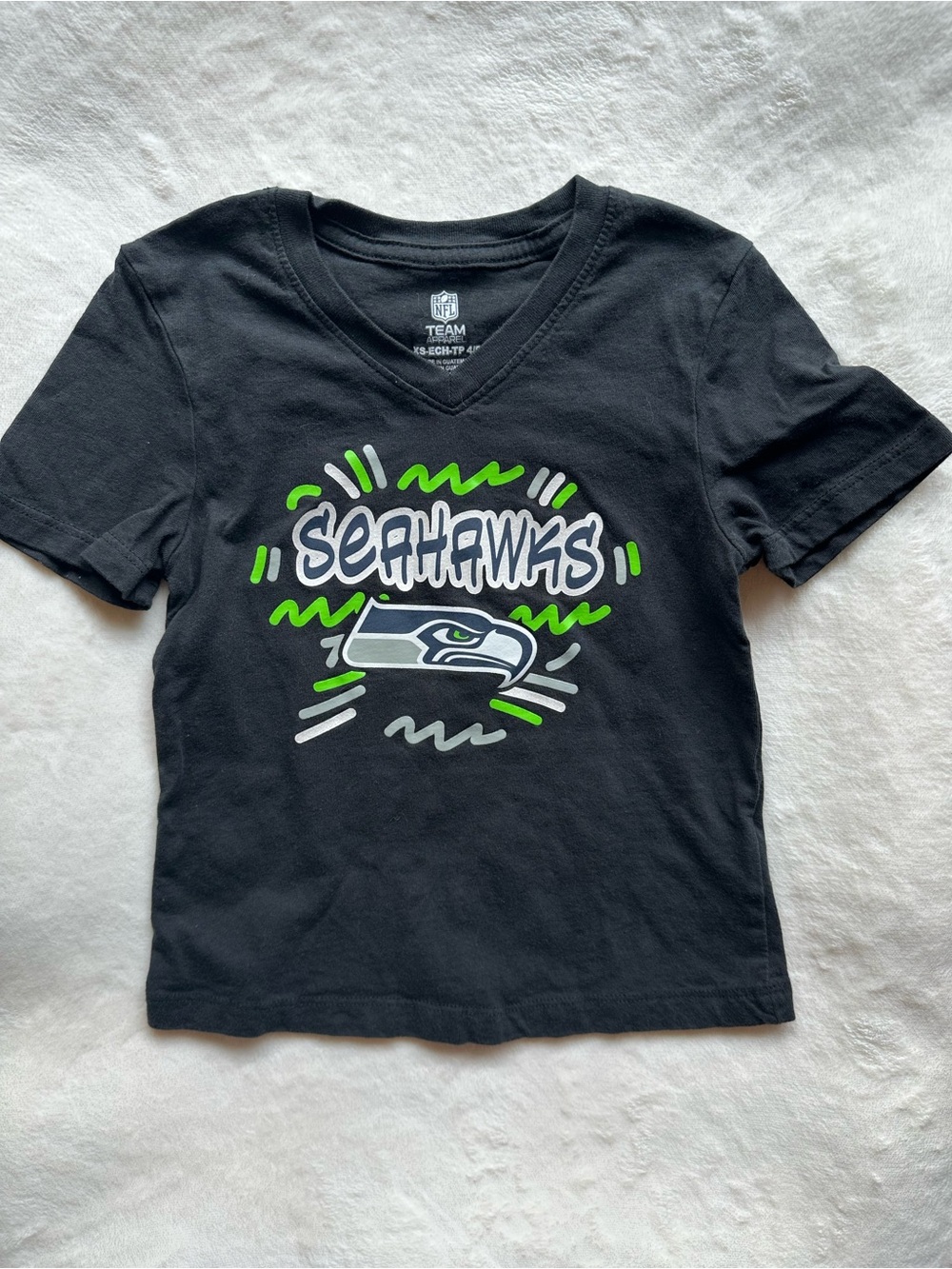 Kids' Seattle Seahawks Black V-Neck Graphic Tee